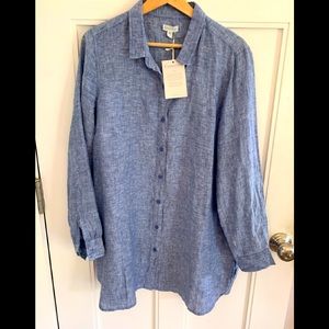 Garnet Hill Blue Chambray Easy Linen Tunic